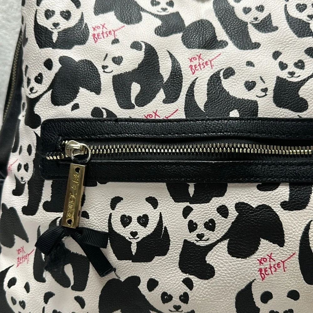 Betsey Johnson Full Size Super Cute Panda backpack, Floral Lining